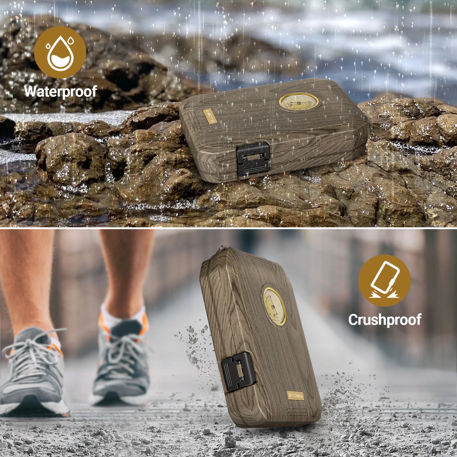 Travel Cigar Humidor with Cigar Lighter, Cedar Wood, V Cut Cutter, Portable Cigar Humidor with Humidifier & Hygrometer