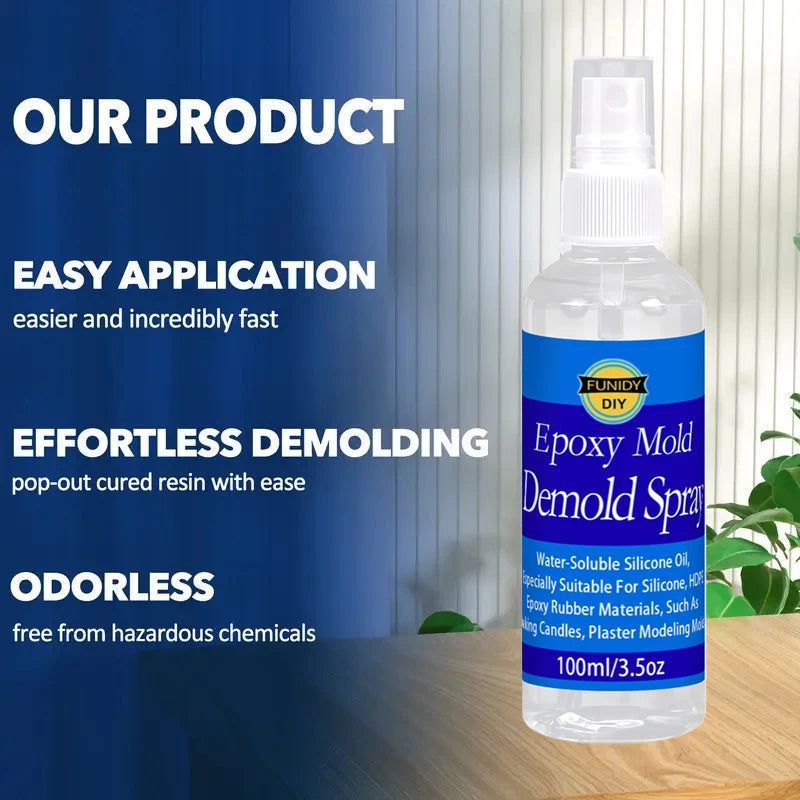 3.5oz Epoxy Mold Release Spray – Quick-Drying Silicone Oil Non-Stick Demolding for Resin & Candle Making