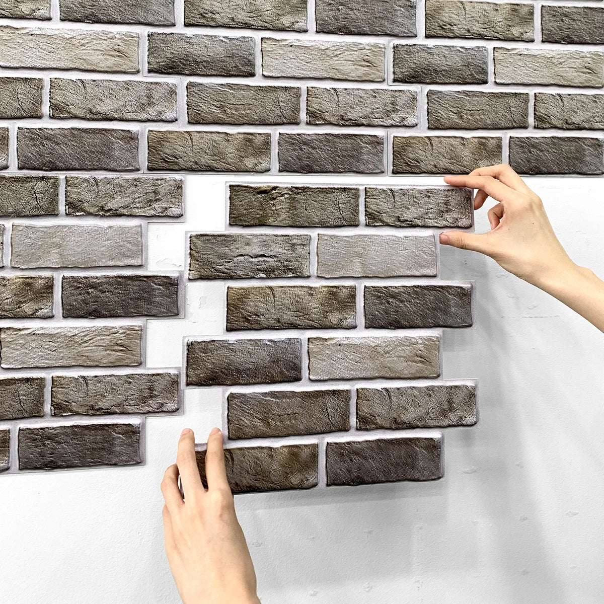 10pcs 3D Wall Sticker Self-adhesive Faux Brick Wall Panel Peel and Stick Kitchen Tile Backsplash Bathroom Wall Tile Sticker
