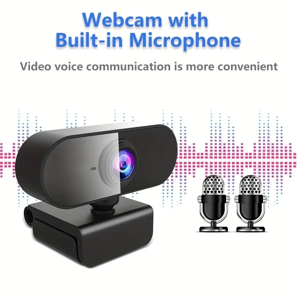 Webcam 1080P Web Cam for Pc Drive-free USB Rotatable Camera with Microphone for Desktop Computer for Video Calling Conference