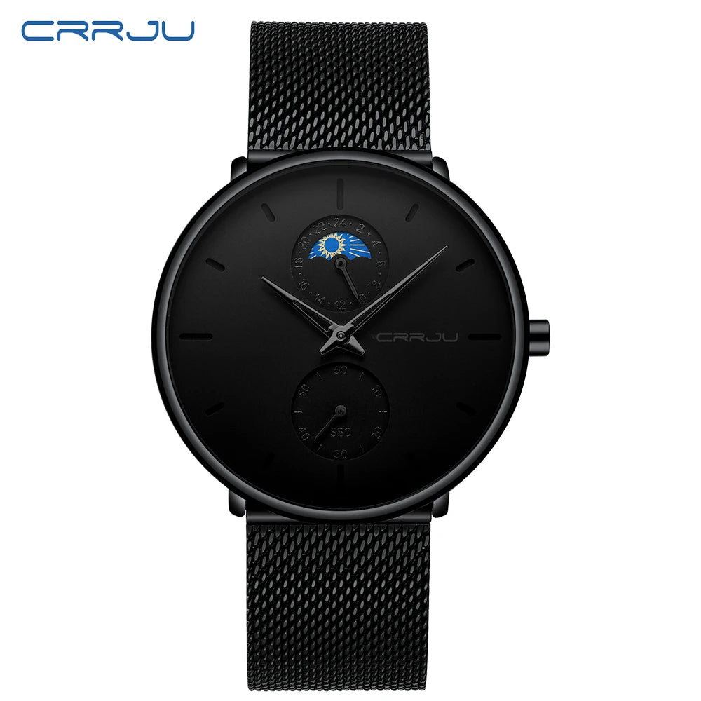 Men Watch Quartz Chronograph Full Steel Waterproof Wristwatch with Date