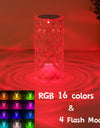 Crystal Table Lamp for Bedroom 16 Colors Touch/Remote Dimmable Night Light USB LED Bedside Diamond Rose Lamp