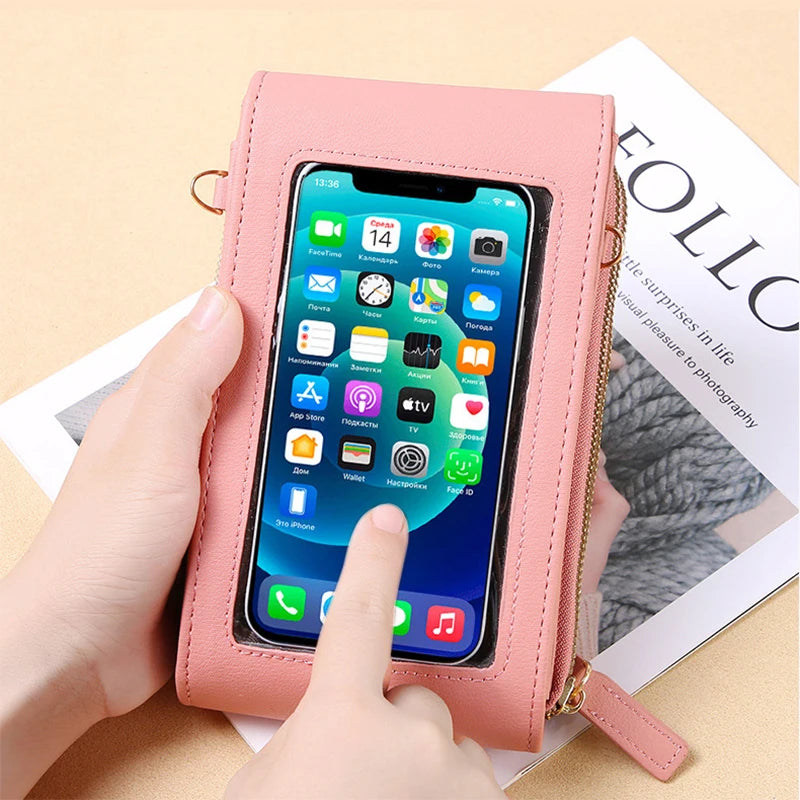 Touch Screen Cell Phone Bags of Women Soft Leather Wallets Bag Handbags Female Crossbody Strap Shoulder Bag