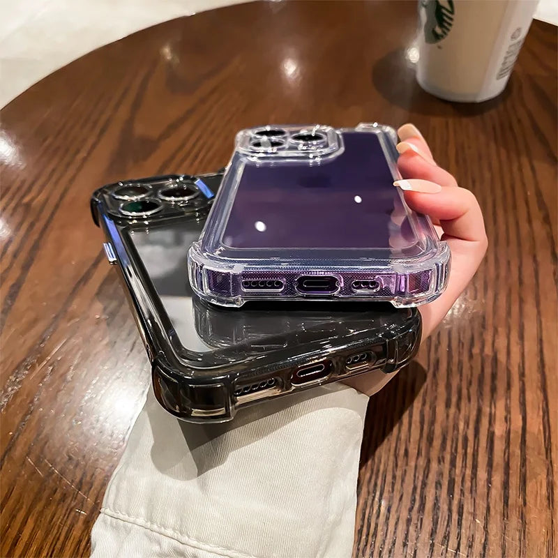 Luxury Transparent Silicone Phone Case For iPhone 17 16 15 14 Pro Max Air 16E Shockproof Soft Cover