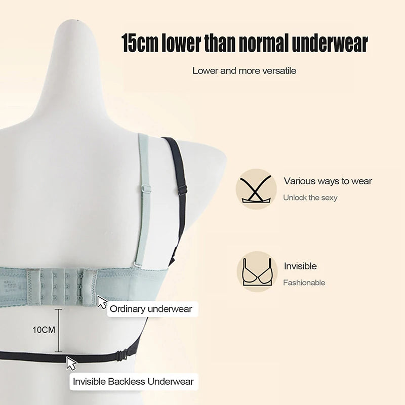 Womens Deep U Neck Seamless Wireless Plunge Bra