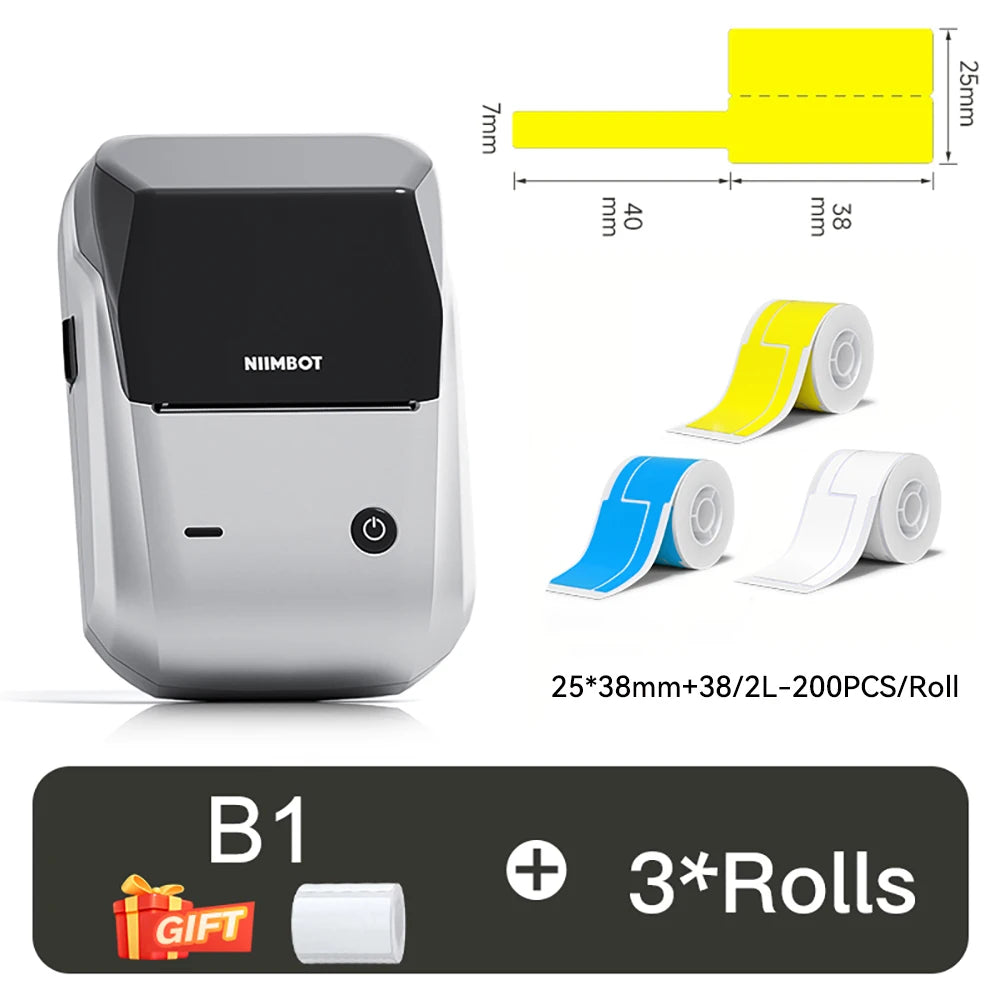 B1 Mini Thermal Label Printer, Bluetooth Wireless Sticker Maker 25–50mm, Portable Inkless Label Printer for Cable Management & Business