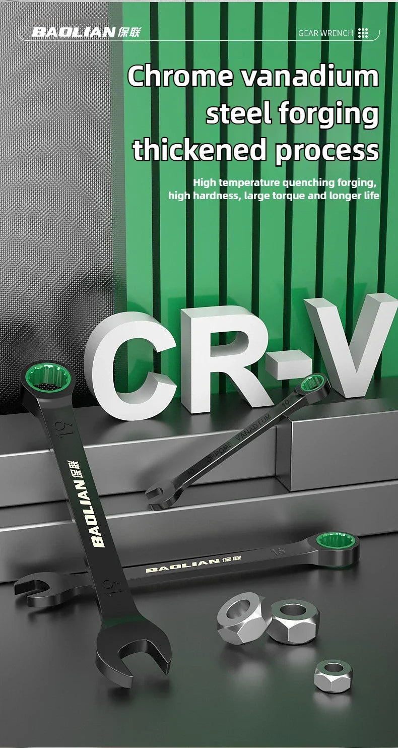 Dual Directional Fast Plum Blossom Ratchet Wrench, Industrial Grade Automatic Small Opening Dual-use Wrench Tool