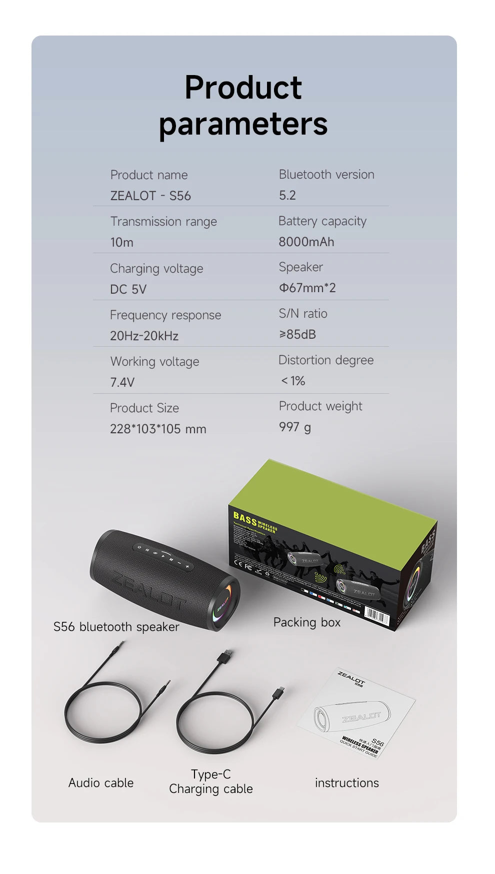 Bluetooth Speaker 40W Output Power Bluetooth Speaker with Excellent Bass Performace IPX6 Waterproof Camping Outdoor