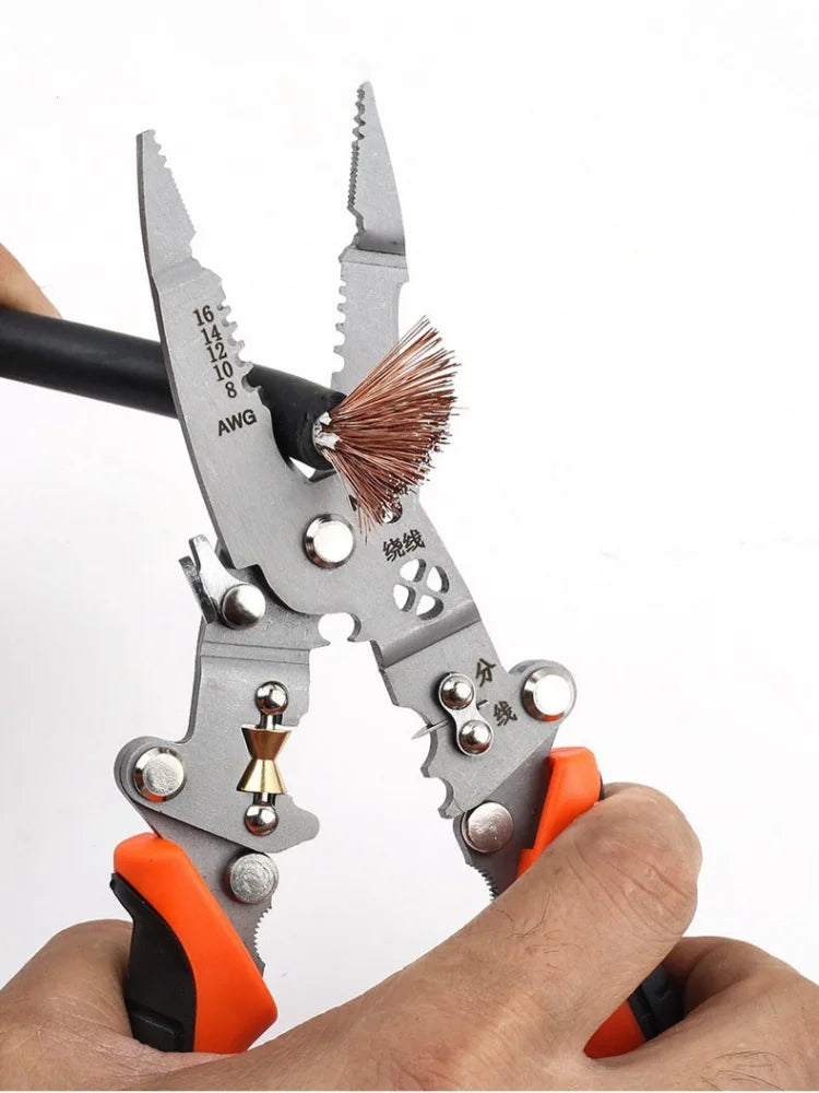 Collapsible Wire Stripper and Cutter Time-Saving Labor-Saving Repair Scissors Wire Stripping Crimping Pliers Hand Tool