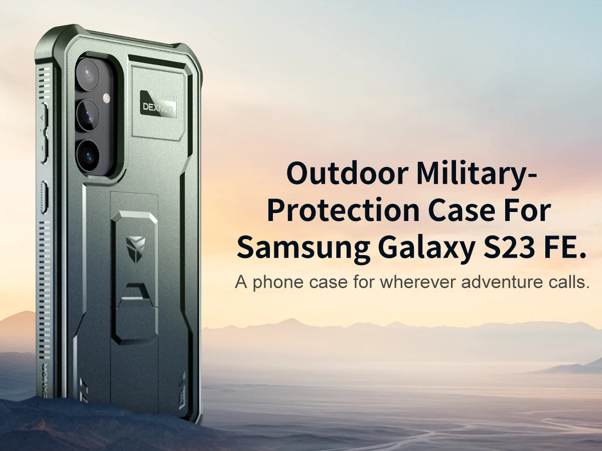 For Samsung Galaxy S23 FE 360 Full Body Bumper Military Grade Armor Shockproof Shell Case Bracket with Built in Screen Protector