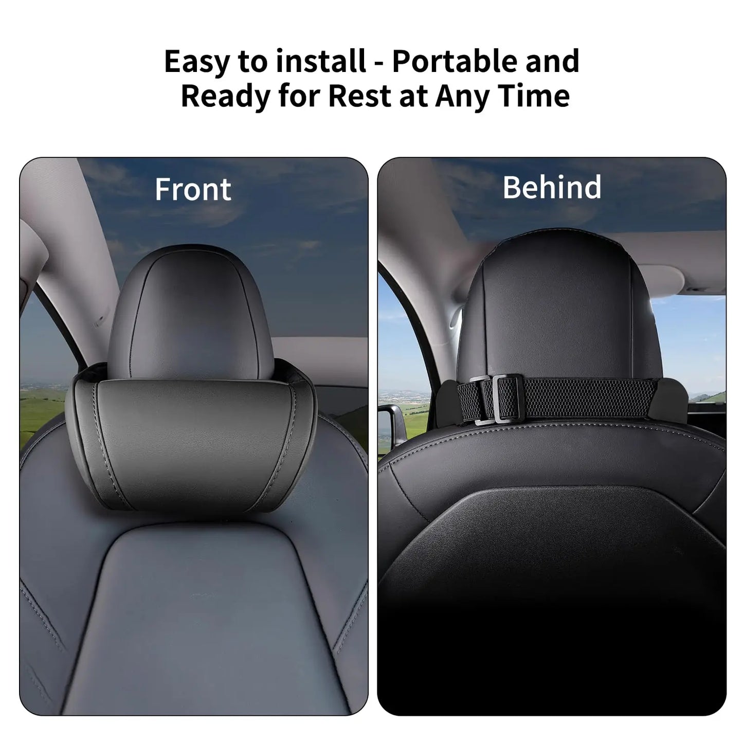 Memory Foam Car Neck Pillow for Tesla Model 3 Y X S PU Leather Headrest Support