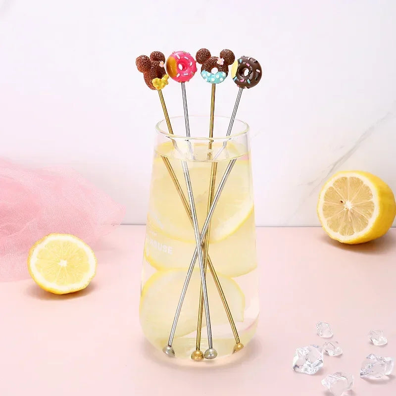 Creative Stainless Steel Cartoon Mixing Rod Long Handle Cocktail Stir Stick Coffee Juice Mixer Reusable Swizzle Stick Bar Tools