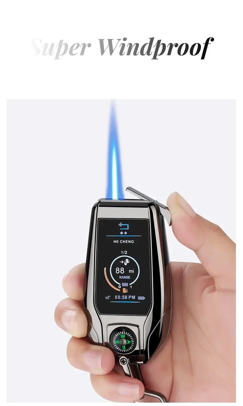 Keychain Windproof Lighter Cool Car Key Model Black Technology Multifunctional Igniter Gift Boyfriend A Trendy Look