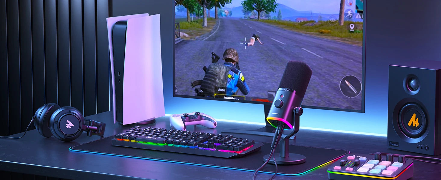 PD100X Dynamic Microphone Software Noise Reduction Included RGB gaming mic Enhances gaming experience Ideal for recording