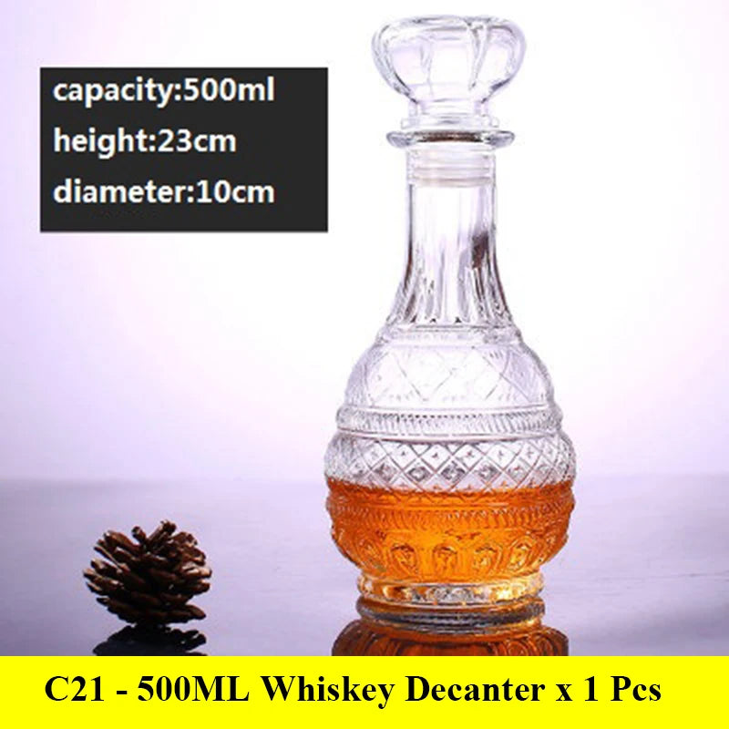 3 styles barware wine glass bottle 1000ml lead-free glass whiskey decanters for Liquor Scotch Bourbon
