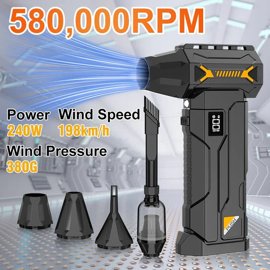 580000 RPM Turbo Jet Air Blower Cordless Air Duster With LED Light