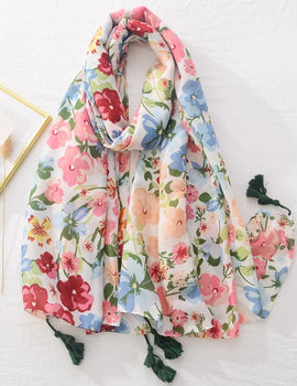 Floral Brand Scarf Luxury Designers New Style Women Elegant Scarves Hug Shawls Pink Purple Scarf Bandana Fashion Design Shawls