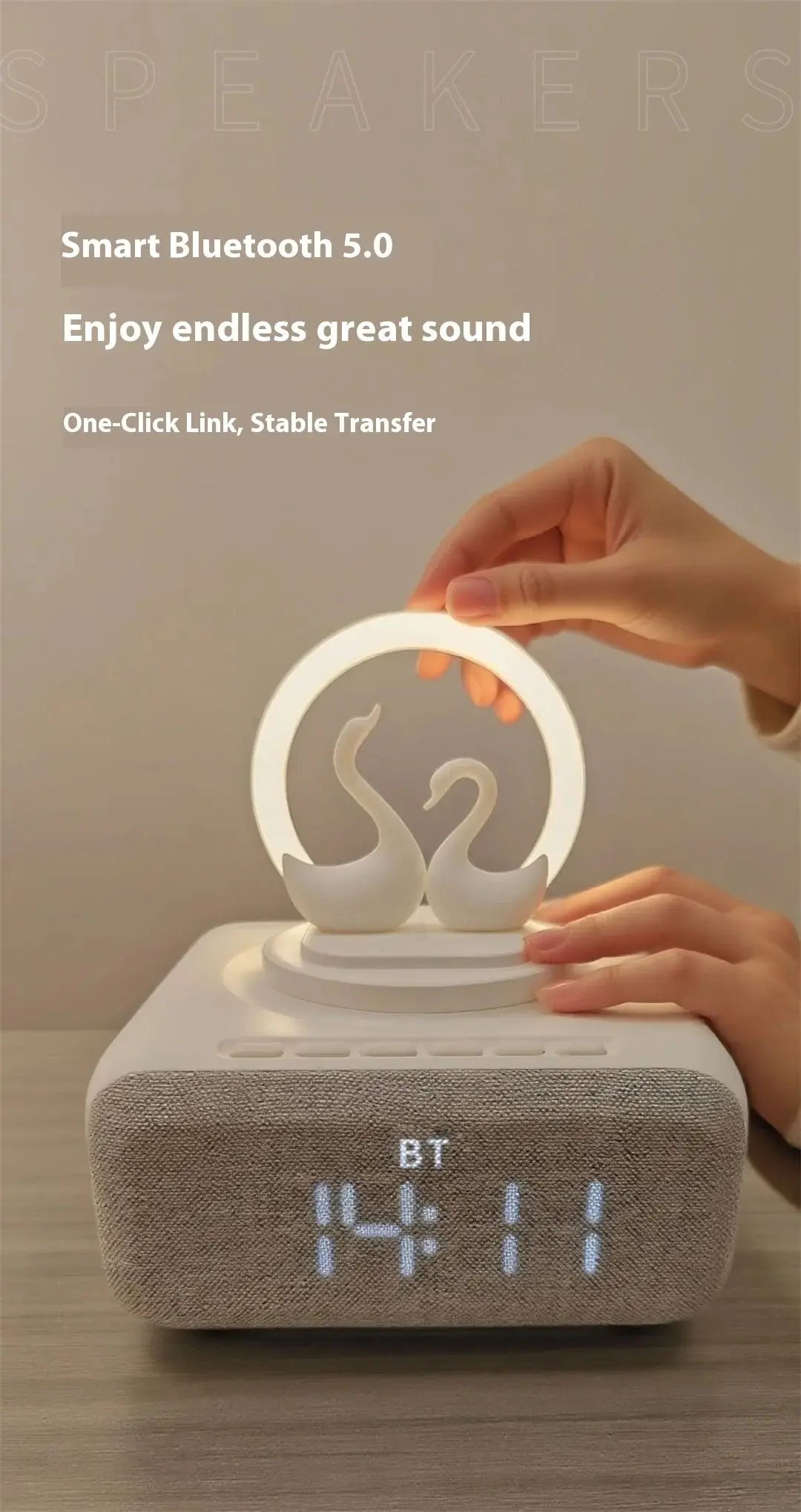 Wireless Bluetooth 5.0 Speaker Multi functional Mobile Wireless Charging Creative Swan Night Light Bluetooth Audio Player