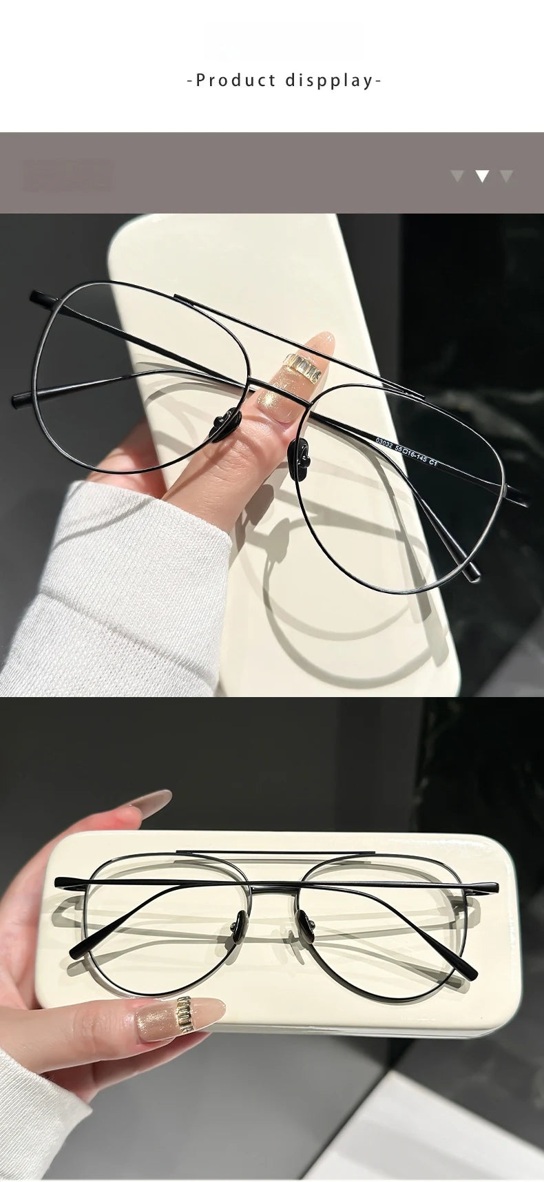 Retro Pilot Double Bridge Lightweight Titanium Eyeglasses Frames