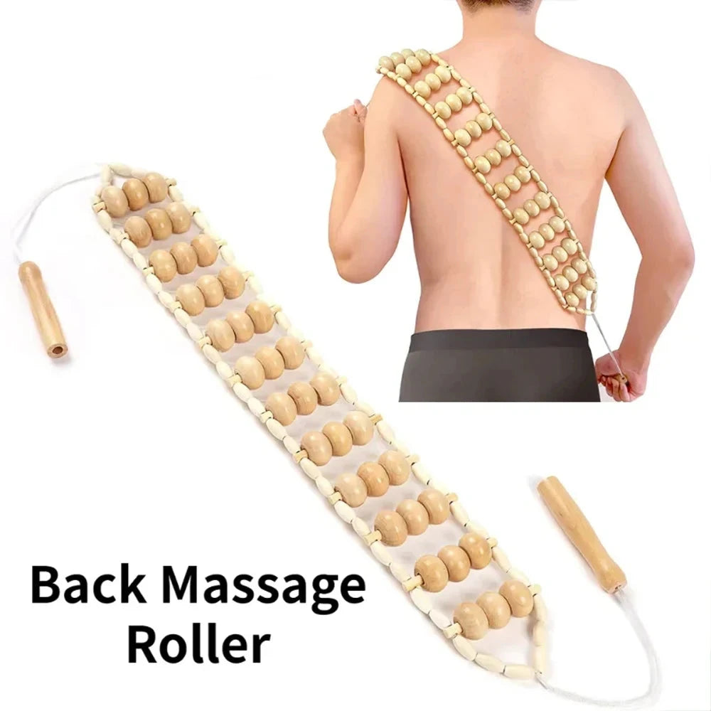 Wood Therapy Massage Tools,Wood Back Massager Roller Rope - for Body Shaping,Pain Relief,Wooden Therapy Lymphatic Tool