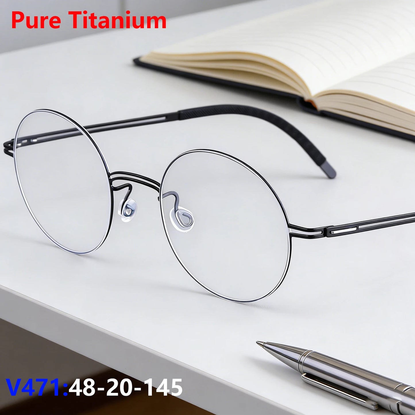 Round Screwless Pure Titanium Eyeglasses Frame