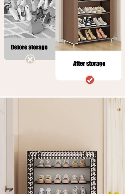 Shoe Cabinet Dustproof Fabric Organizer Household Simple Storage Multilayer Shoe Rack Nonwovens Economic Type Shoe Rack Cabinet