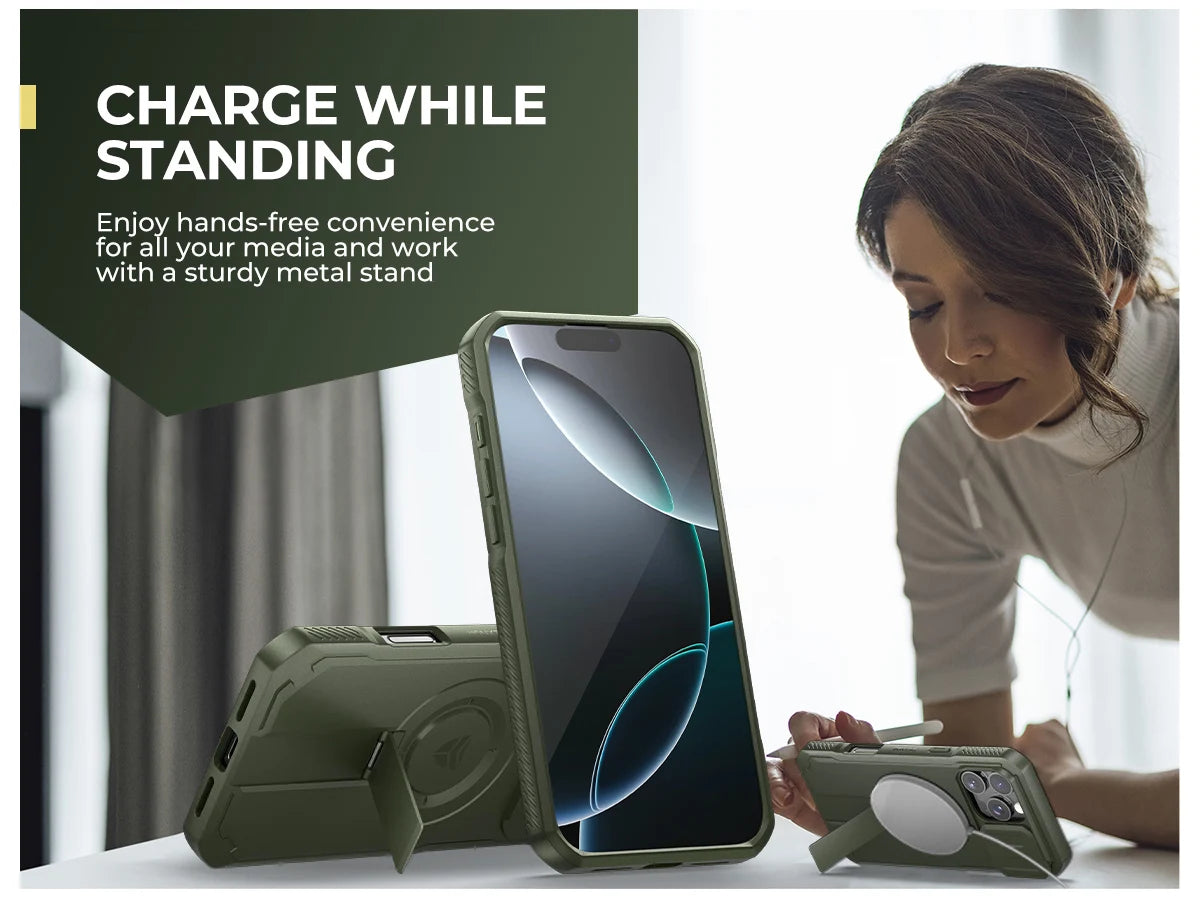 For iPhone 16 Pro Max  Case with Slide Camera Cover & Adjustable Kickstand Rugged Shockproof Protective Heavy-Duty Bumper Cases