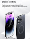 Magnetic Leather for Magsafe Case for iPhone 16 15 14 Pro Max 16Pro Ring Luxury Lens Protection Holder Phone Back Cover