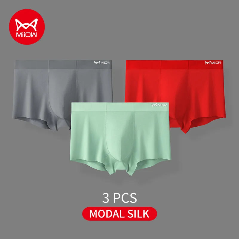 3-Pack Men’s Modal Boxer Shorts – 80 Count, Seamless Silk Crotch