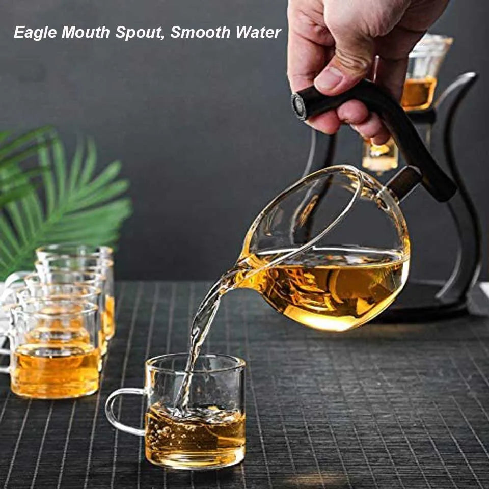 Automatic Lazy Kungfu Glass Tea Set  Rotating Cover Bowl Household Heat-Resistant Teapot Glass teapot