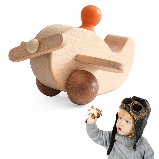 Wooden Building Blocks For Children No BPA Cartoon Aircraft Beech Figures Children's Toys Montessori Toys Handicrafts Baby Gifts