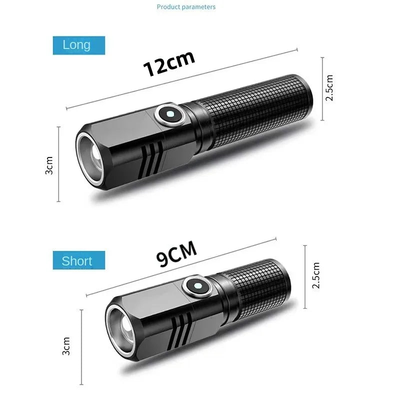 Mini XHP50 LED Flashlight Rechargeable USB Zoom Torch Super Bright Portable Camping Light