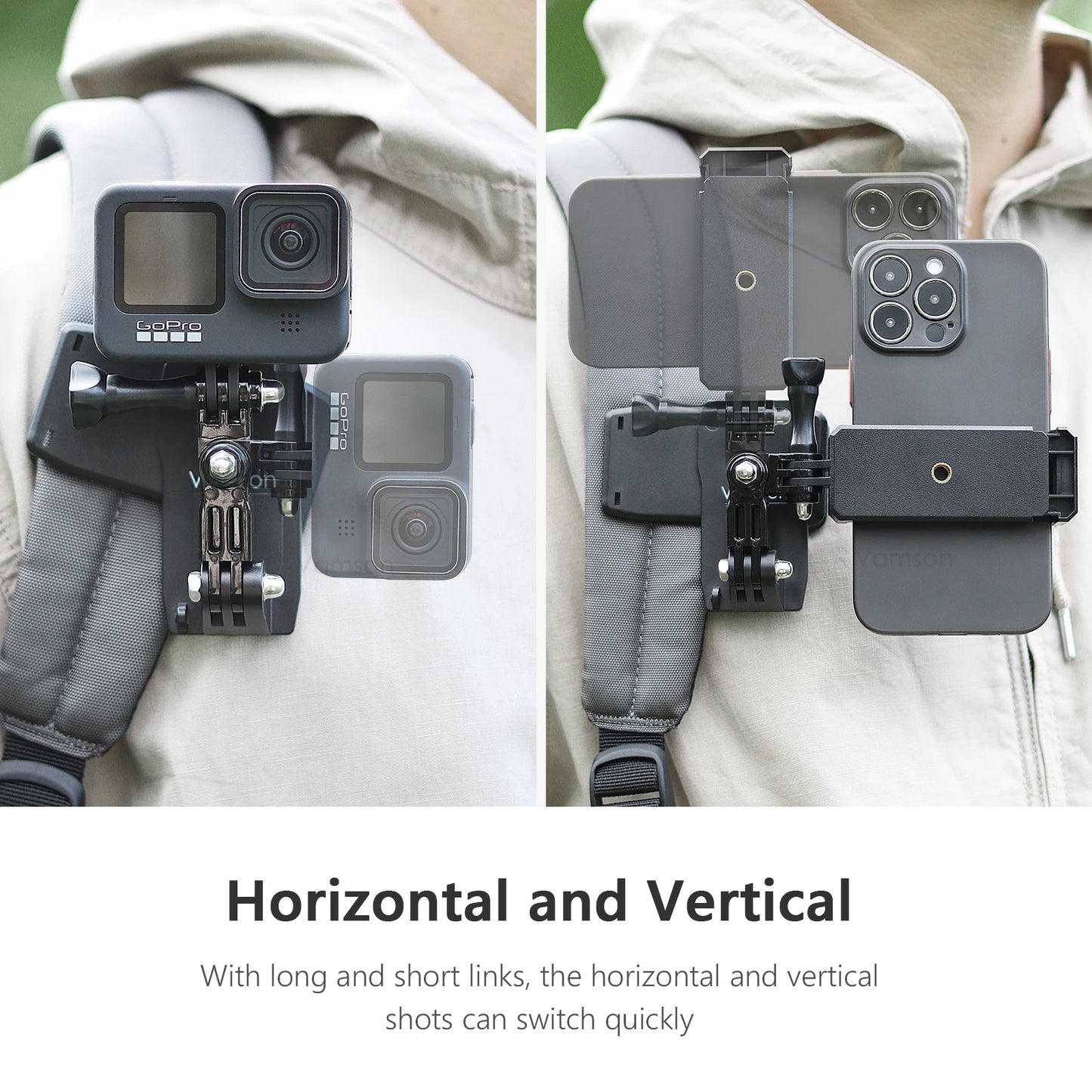 360°Rotation Backpack Clip for Cellphones Smartphone for iPhone Shoulder Belt Mount for Gopro 11 Insta360 x3 One x2 Dji