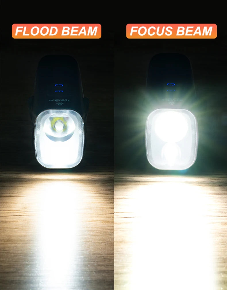 DLite 1200 Flood/Focus Beam Smart Remote Control 4000mAh battery Type-C rechargeable Road MTB Bike Light