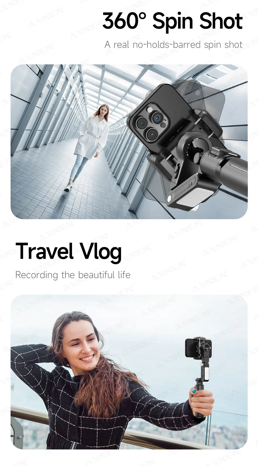 Q19 AI Desktop Gimbal Stabilizer 360 Rotation Auto Face Tracking Mobile Phone Handheld Anti-shake Selfie with Fill Light
