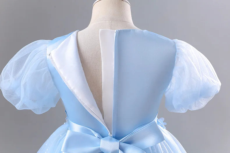 Princess Dress for Girls Elegant Long Tulle Gown  Flower Girl Wedding Dress, Birthday Party Gown, Pageant Costume
