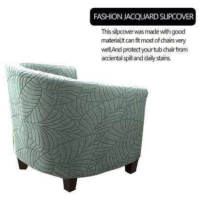 Tub Club Armchair Covers Leaves Jacquard Bar Chair Cover Solid Color Relax Single Sofa Slipcovers with Seat Cushion Cover Home