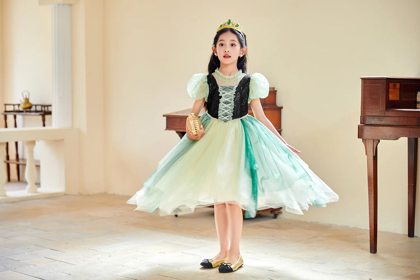 Summer New High-Quality Princess Dress - Girls Asymmetrical Tulle Skirt for Birthday & Children‘s Day