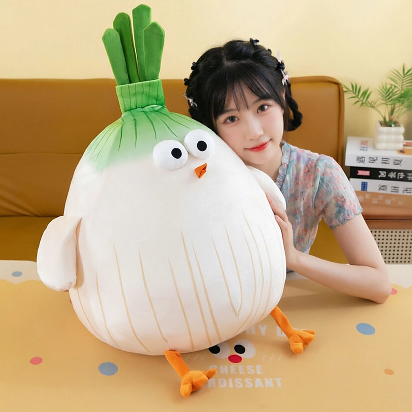 Creative Scallion Chicken Plush Toy Soft Stuffed Pillow