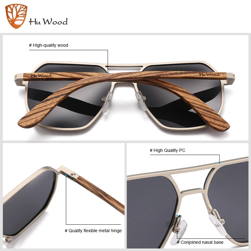 Alloy Sunglasses Men Women Wooden Polarized Sun Glasses Driving Uv400