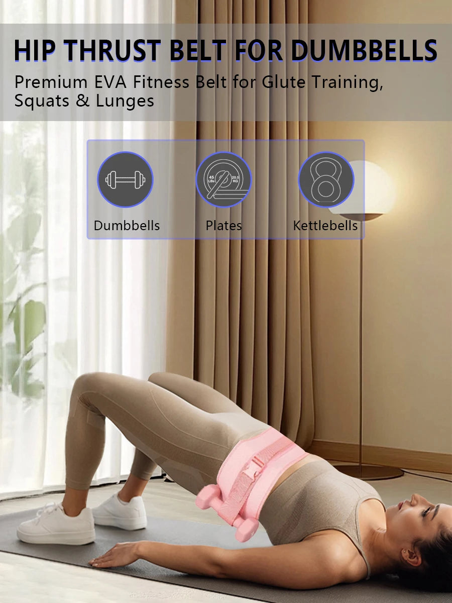 Exercise Hip Thrust Belt ,For Dumbbells, Kettlebells, and Plates,Slip-Resistant Padding for Hip Protection,Perfect for Gym, Home