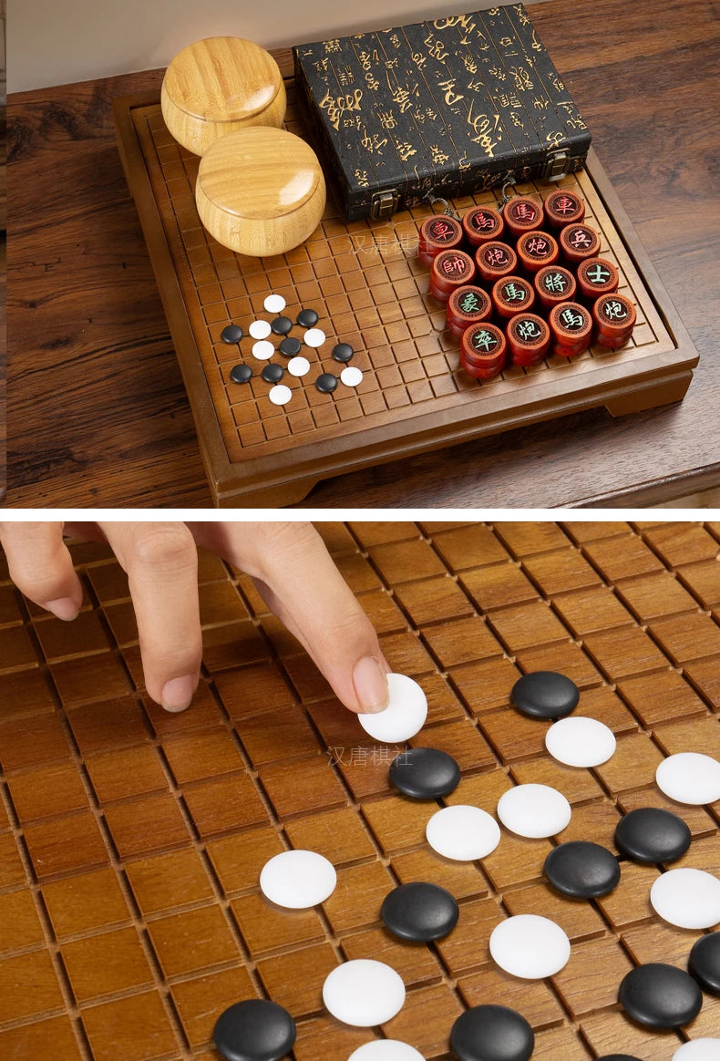 2 in 1 Wooden Chinese Chess & Go Board Game Set