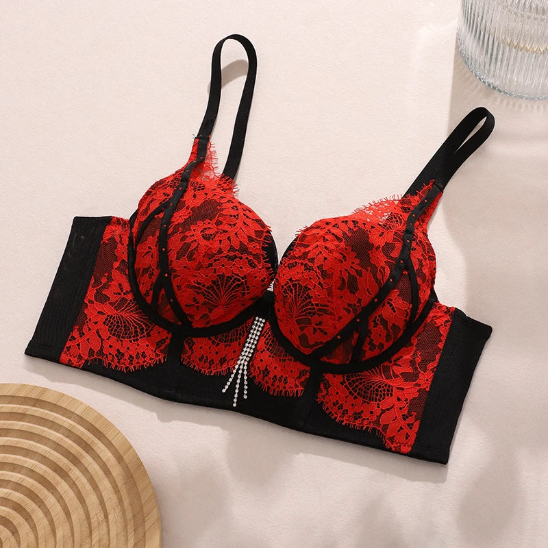 Womens Lace Embroidered Minimizer Underwire Bra
