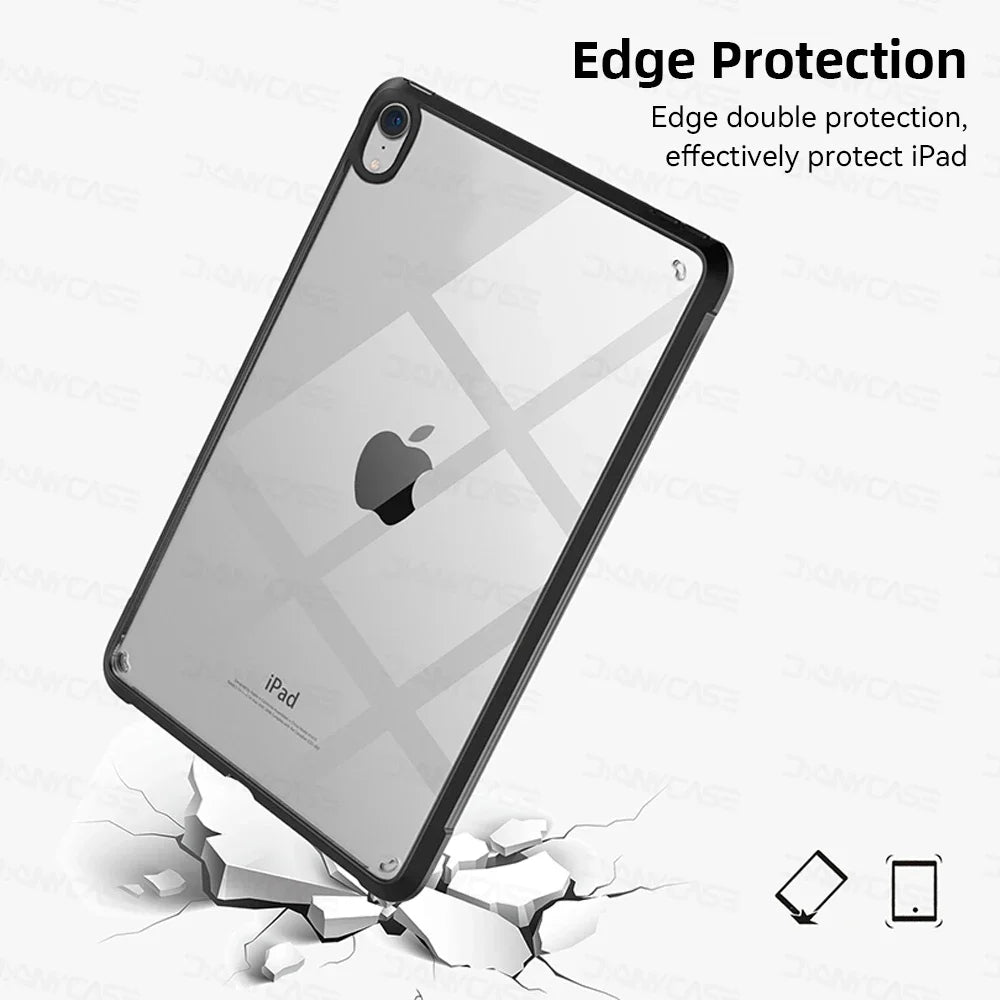 For iPad Pro 11 Case 10.2 9/8/7th Generation 9.7 5/6th Air 4/5 10.9 10.5 10th 10.9 mini 4 5 6 Silicon Transparent Cover Funda