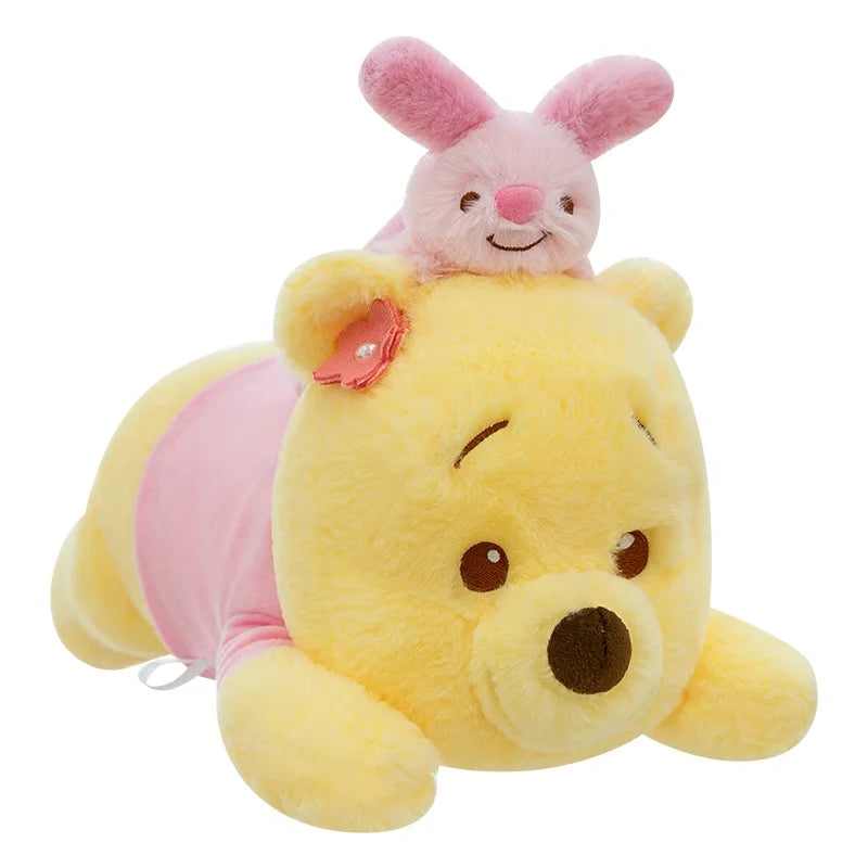 80cm New Cherry Blossom Series Kawaii Stitch Plush Toy Stuffed Doll Cute Winnie Dumbo Sitting Figure Kids Birthday Xmas Gift