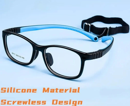 Ultralight Silicone Screwless Design 's Eyewear Retro Square Optical Prescription Glasses Frames Boy and Girl