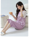 2-Pcs Women’s Cotton Pajama Set – Breathable Short Sleeve Summer Sleepwear with Cute Prints