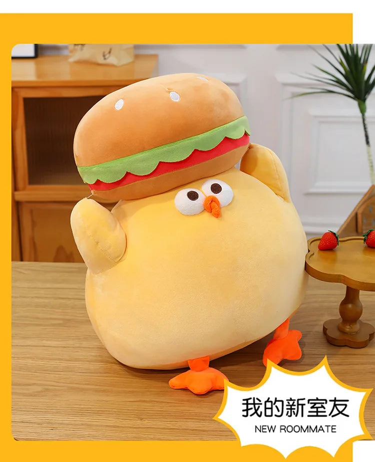 Cartoon Burger And Chicken Plush Toy Soft Throw Pillow