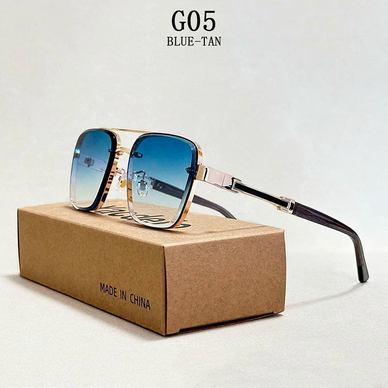 Square Alloy Frame Sunglasses With UV400 Protection