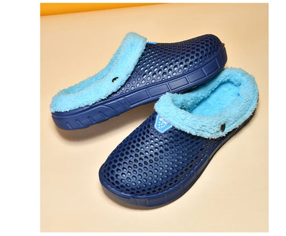 Winter Men's Slippers Warm Fur Outdoor Comforty Couple Shoes Thick Sole Plush Home Shoes Men Women Anti-slip Slides Garden Shoes